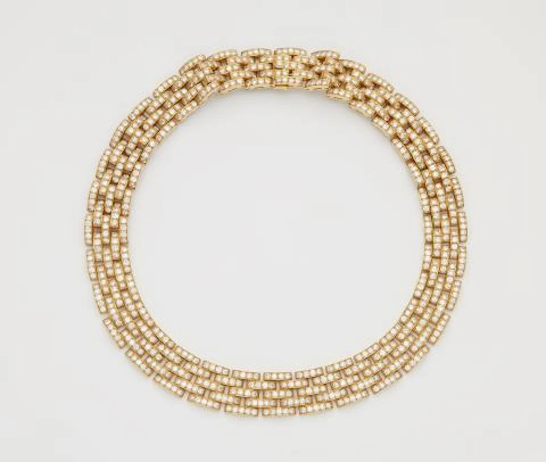A French 18k yellow gold and diamond "Maillon Panthère Grand Modèle" necklace.