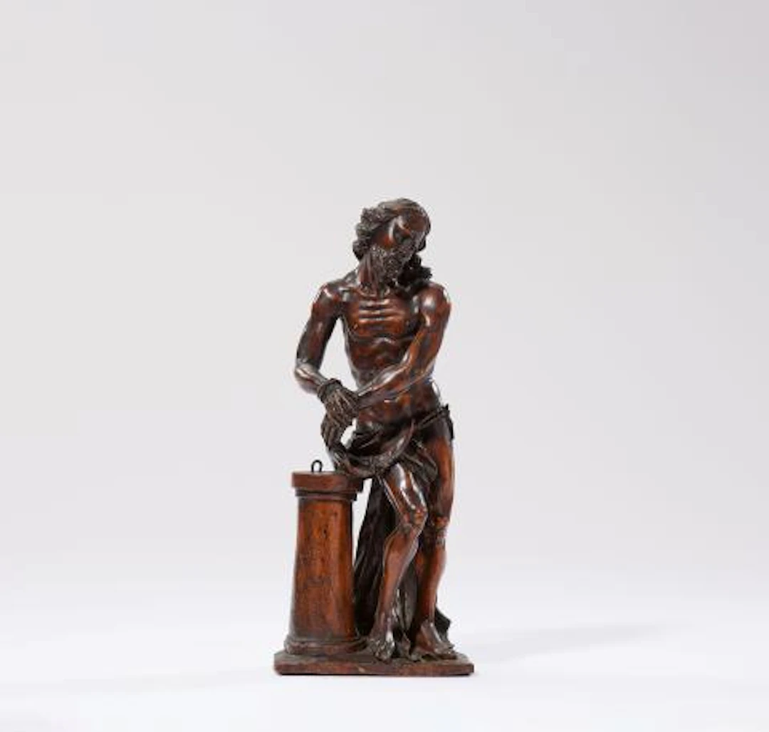A carved walnut figure of Christ at the Column