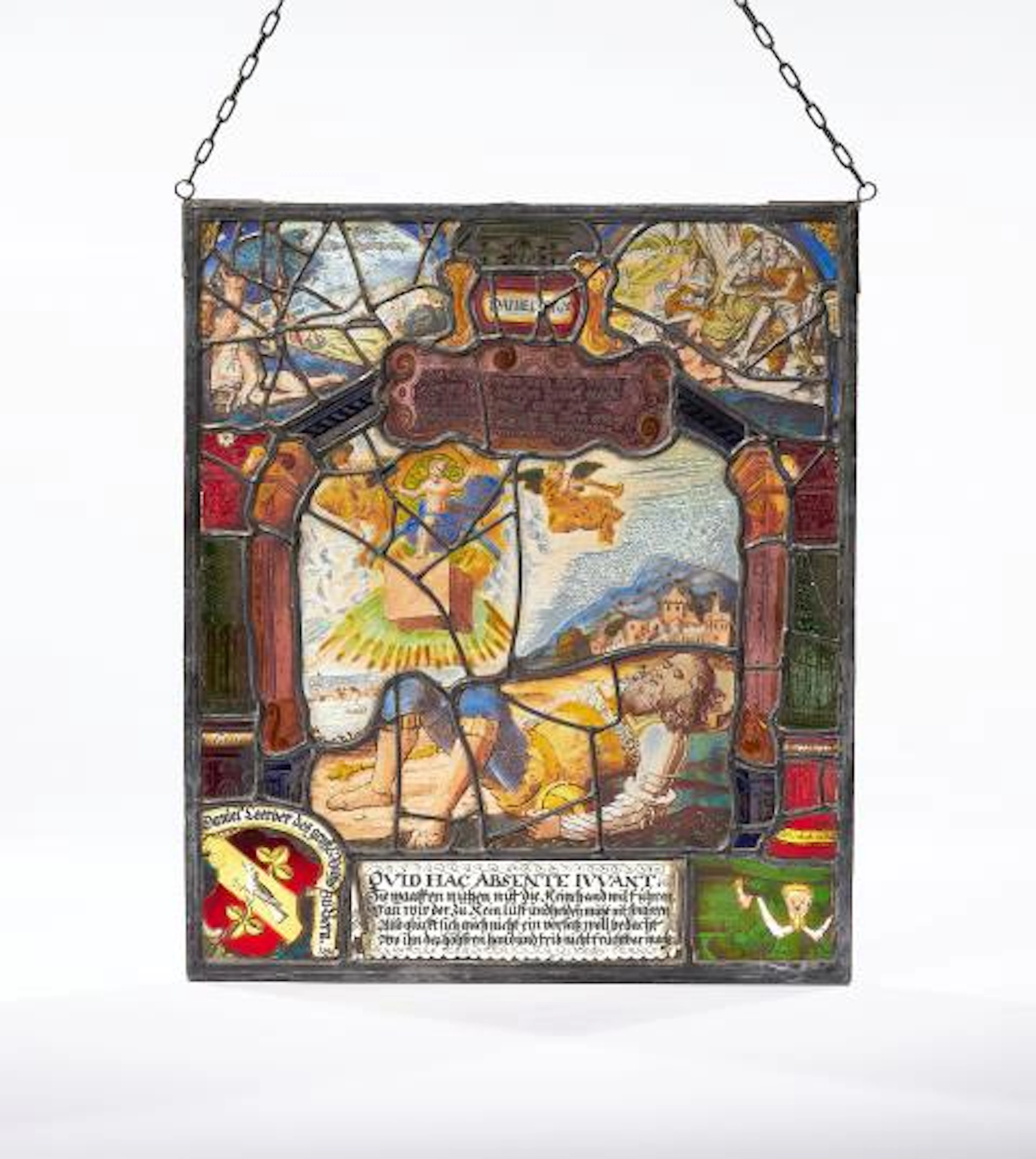 A stained glass panel depicting Nebuchadnezzar’s Dream