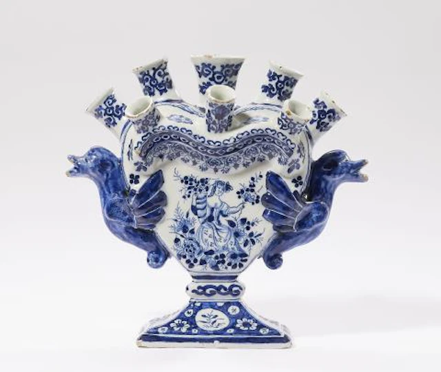A Dutch Delft faience tulip vase