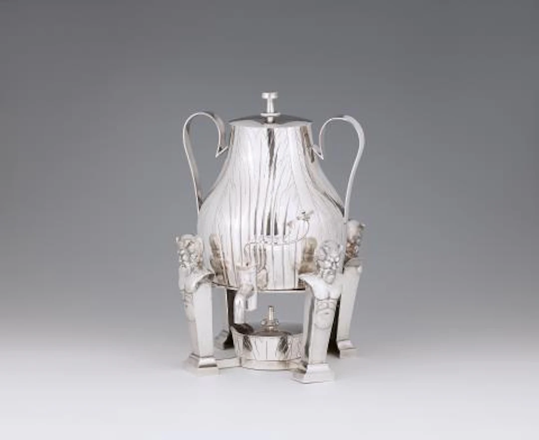 An unusual silver tea kettle by Emil Lettré