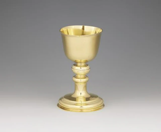 A large Lübeck silver gilt chalice.