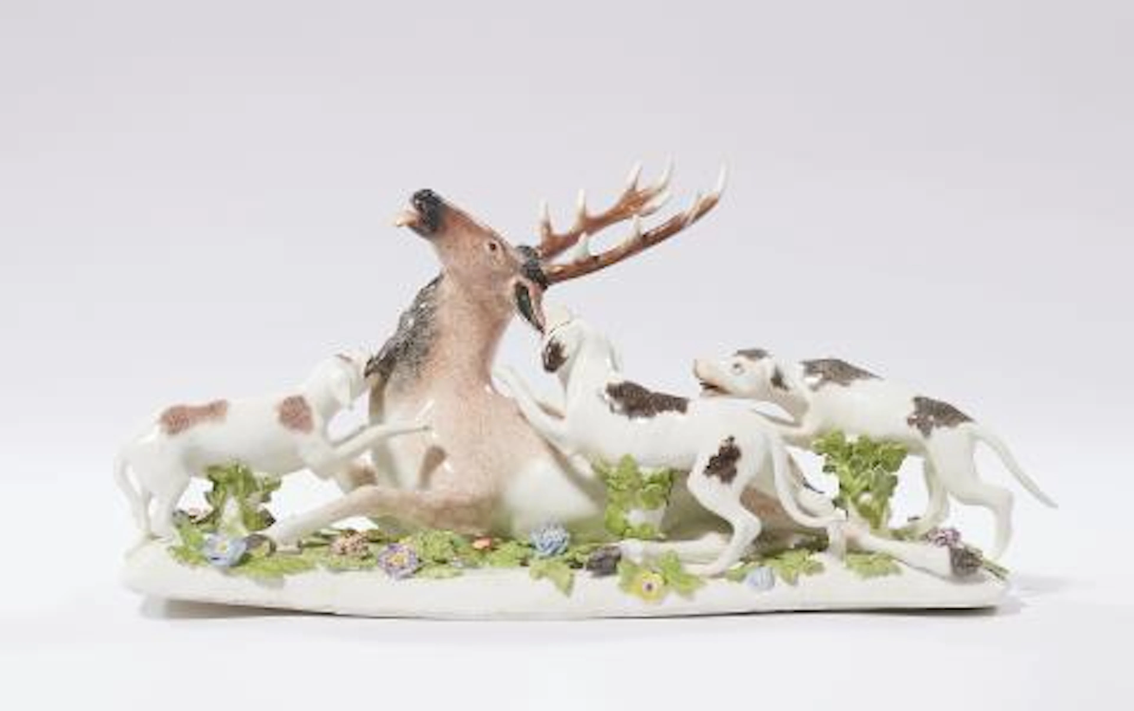 A Meissen porcelain deer hunt group