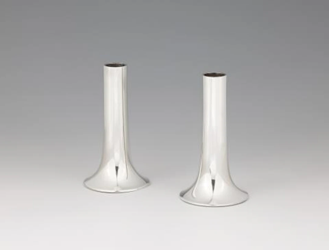 A pair of Georg Jensen silver candlesticks No. 1139