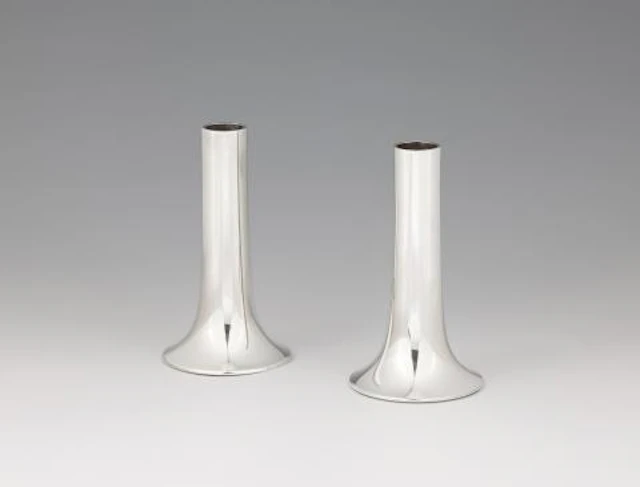 A pair of Georg Jensen silver candlesticks No. 1139