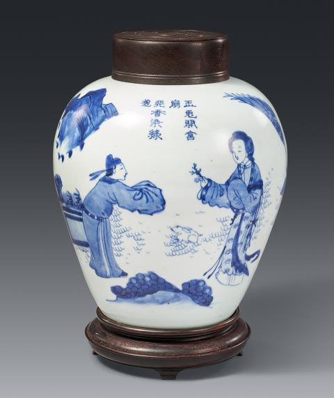 A blue and white jar. Shunzhi period (1644-1661)