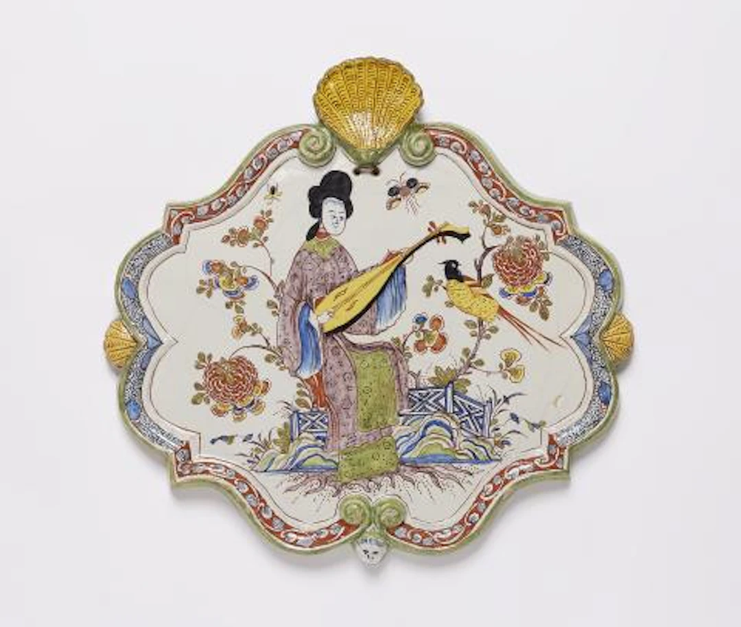 A Dutch Delft faience Chinoiserie panel