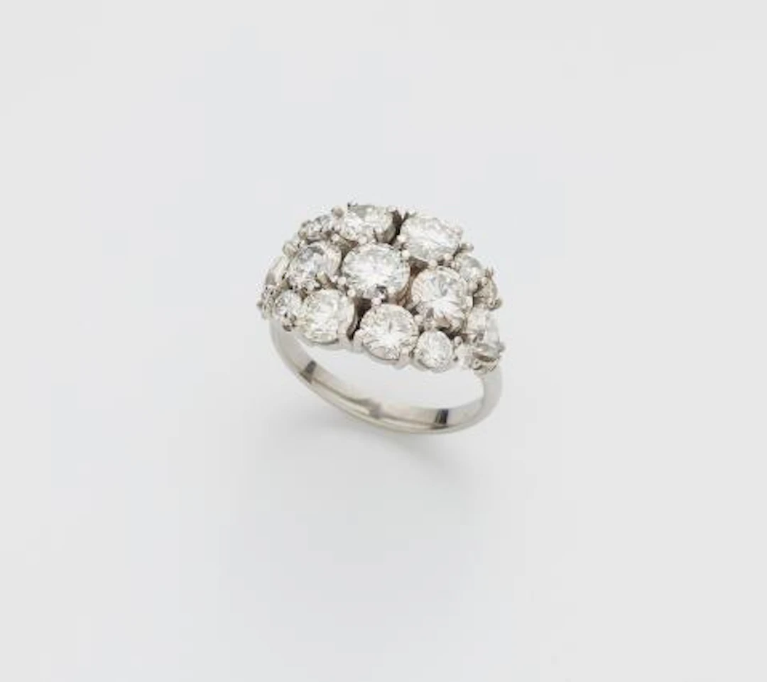 A Dutch 18k white gold diamond ring.