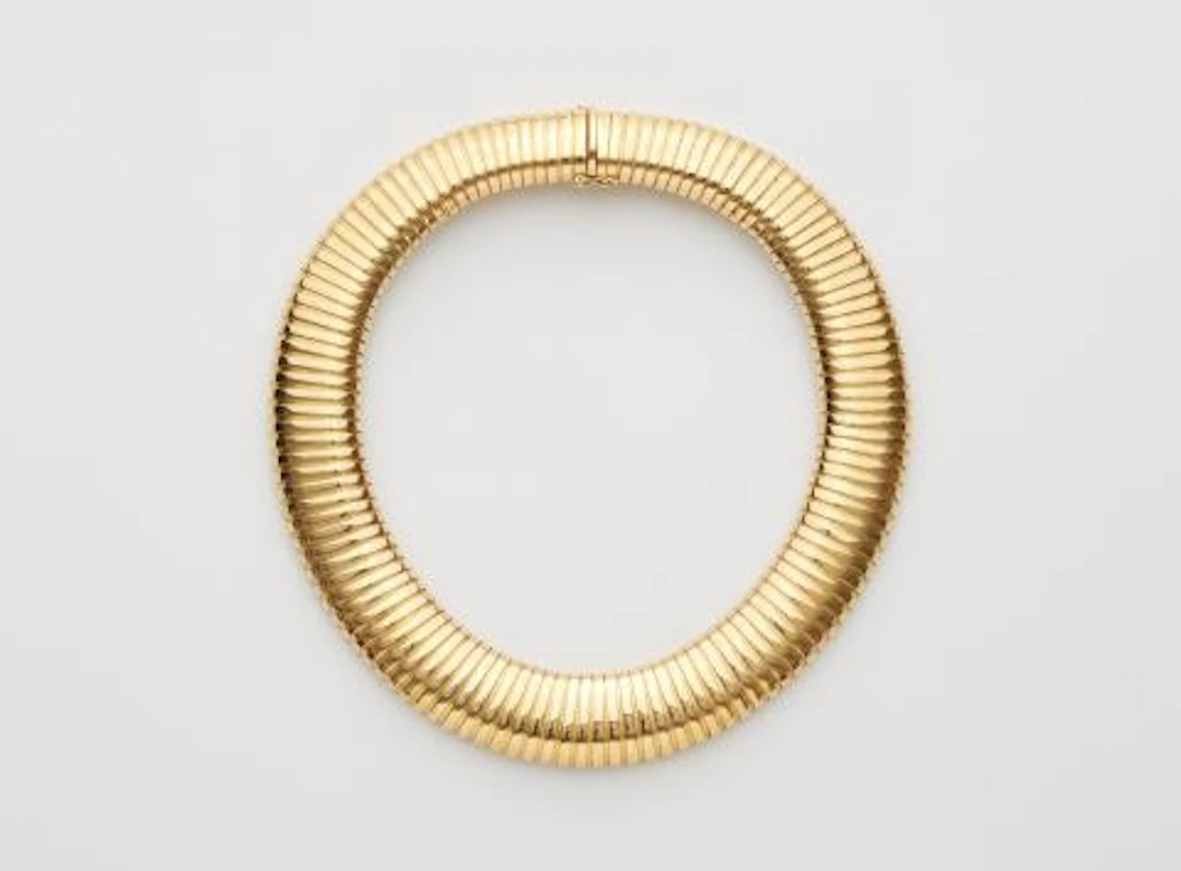 An Italian 18k yellow gold tubogaz necklace.