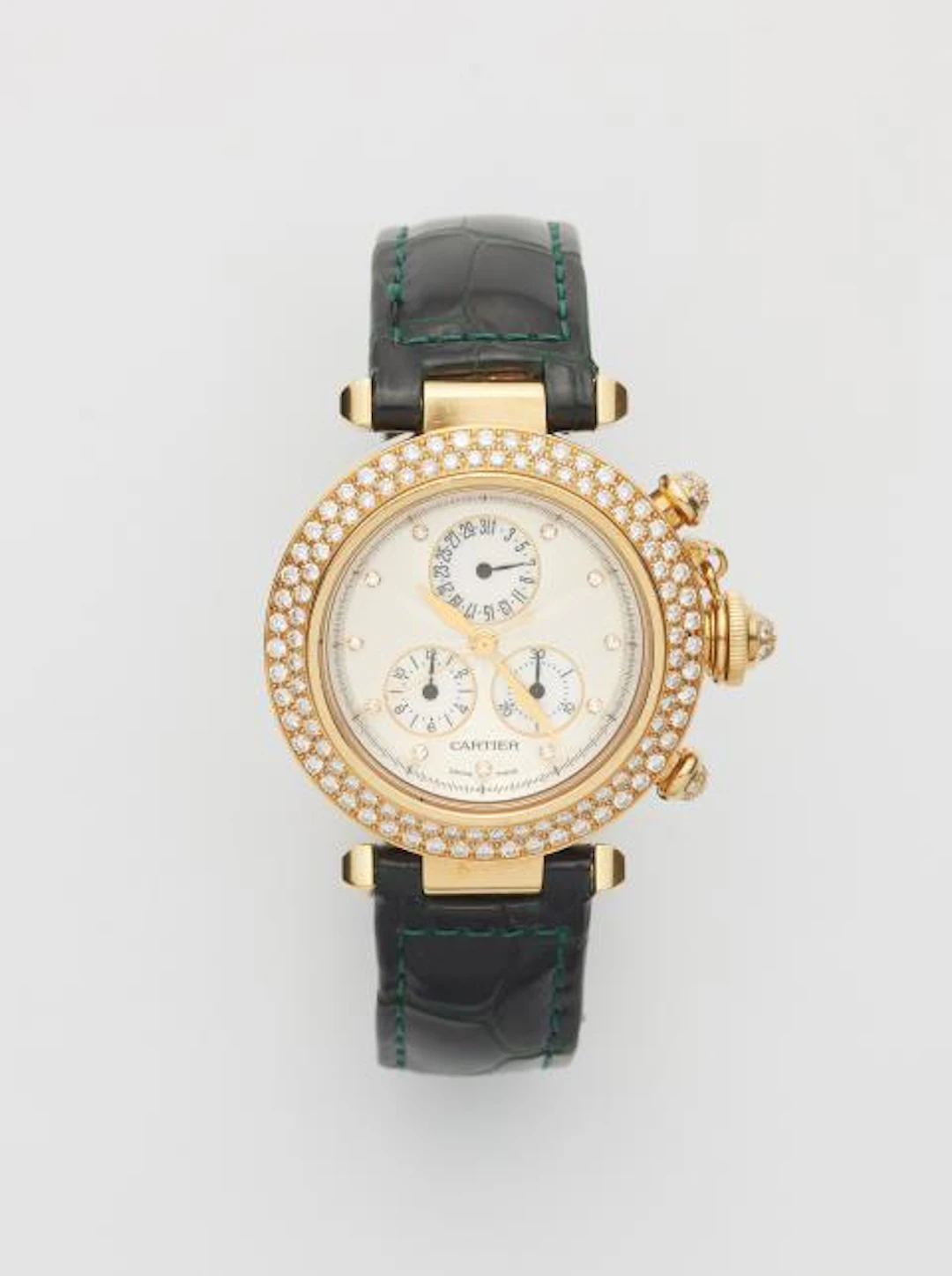 An 18k gold and diamond Cartier Pasha Ref 1354/1 ladies' wristwatch.