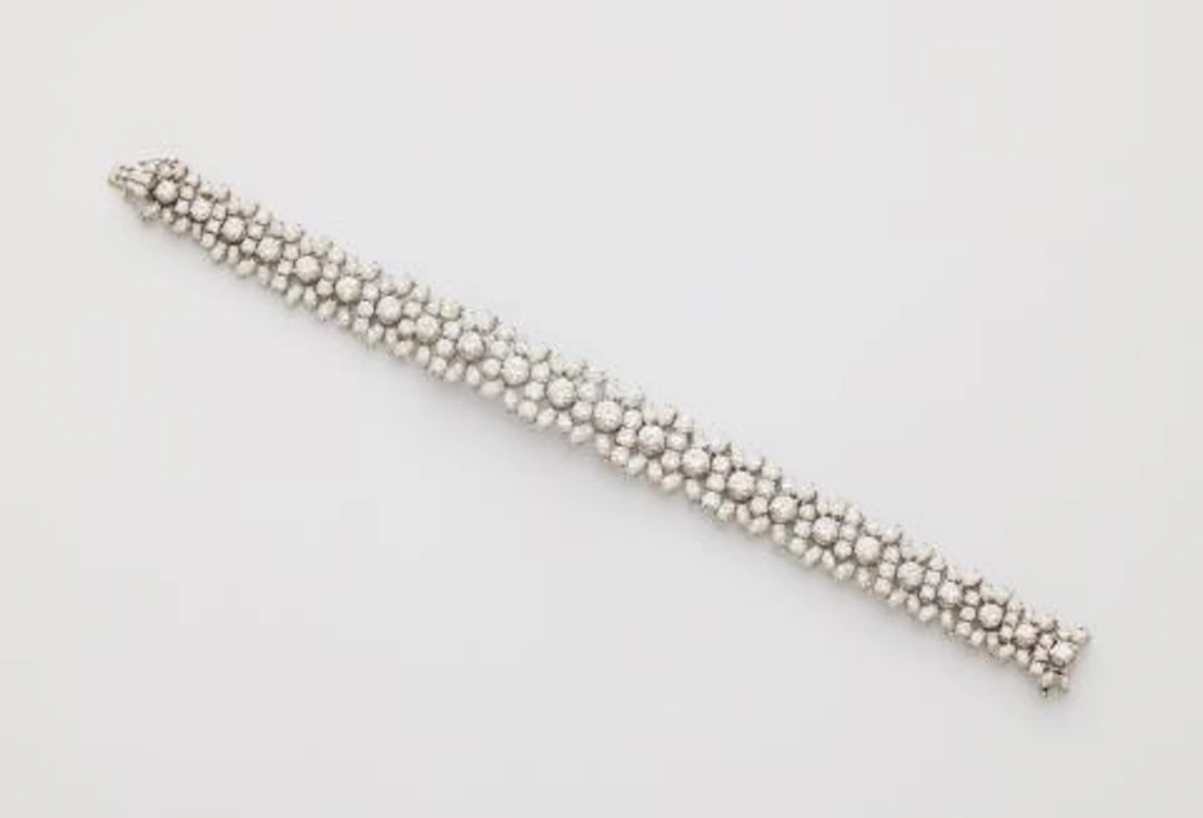 An 18k white gold and diamond cocktail bracelet.
