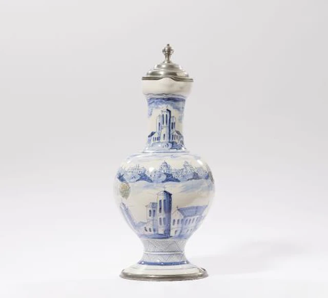 A Göggingen faience jug with architectural motifs