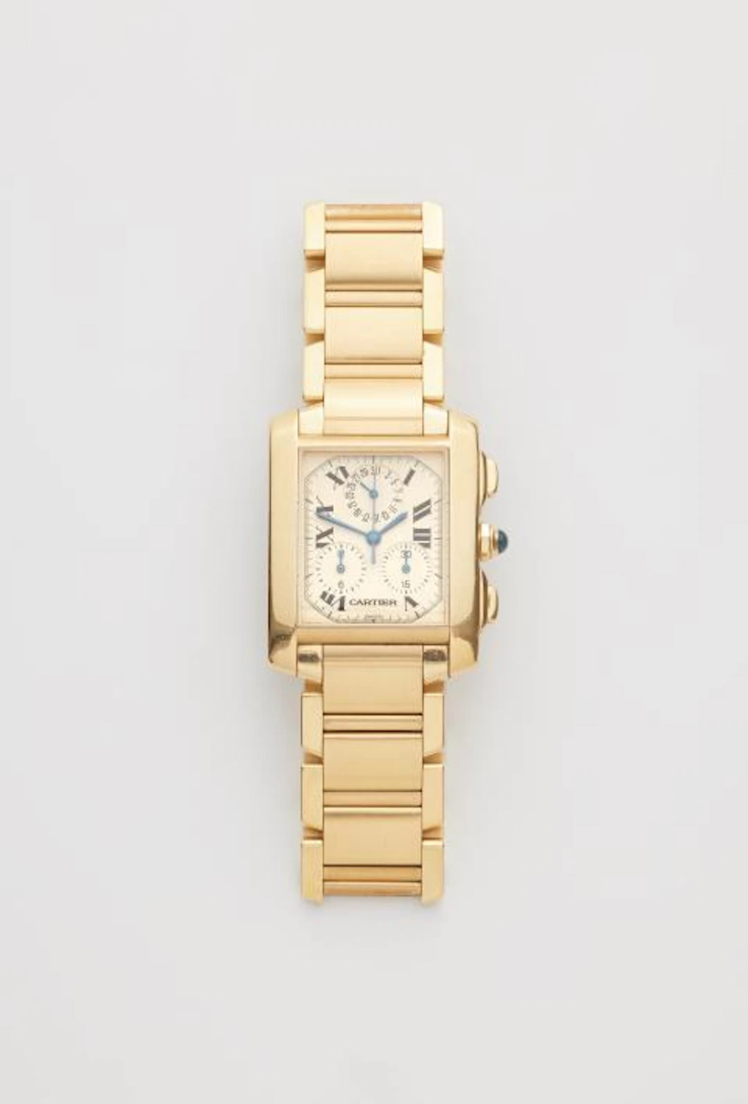 An 18k gold Cartier Tank Française XL Ref. 1830 wristwatch.
