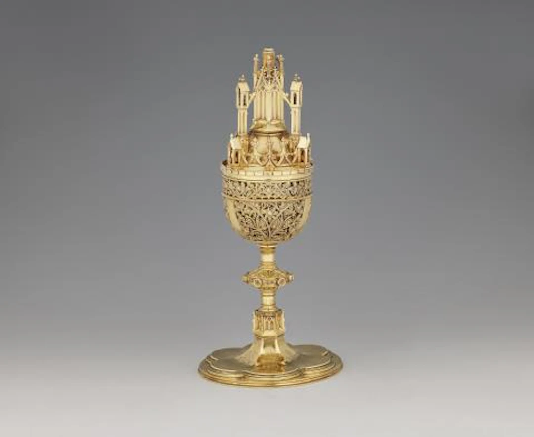 A silver-gilt neo-gothic ciborium