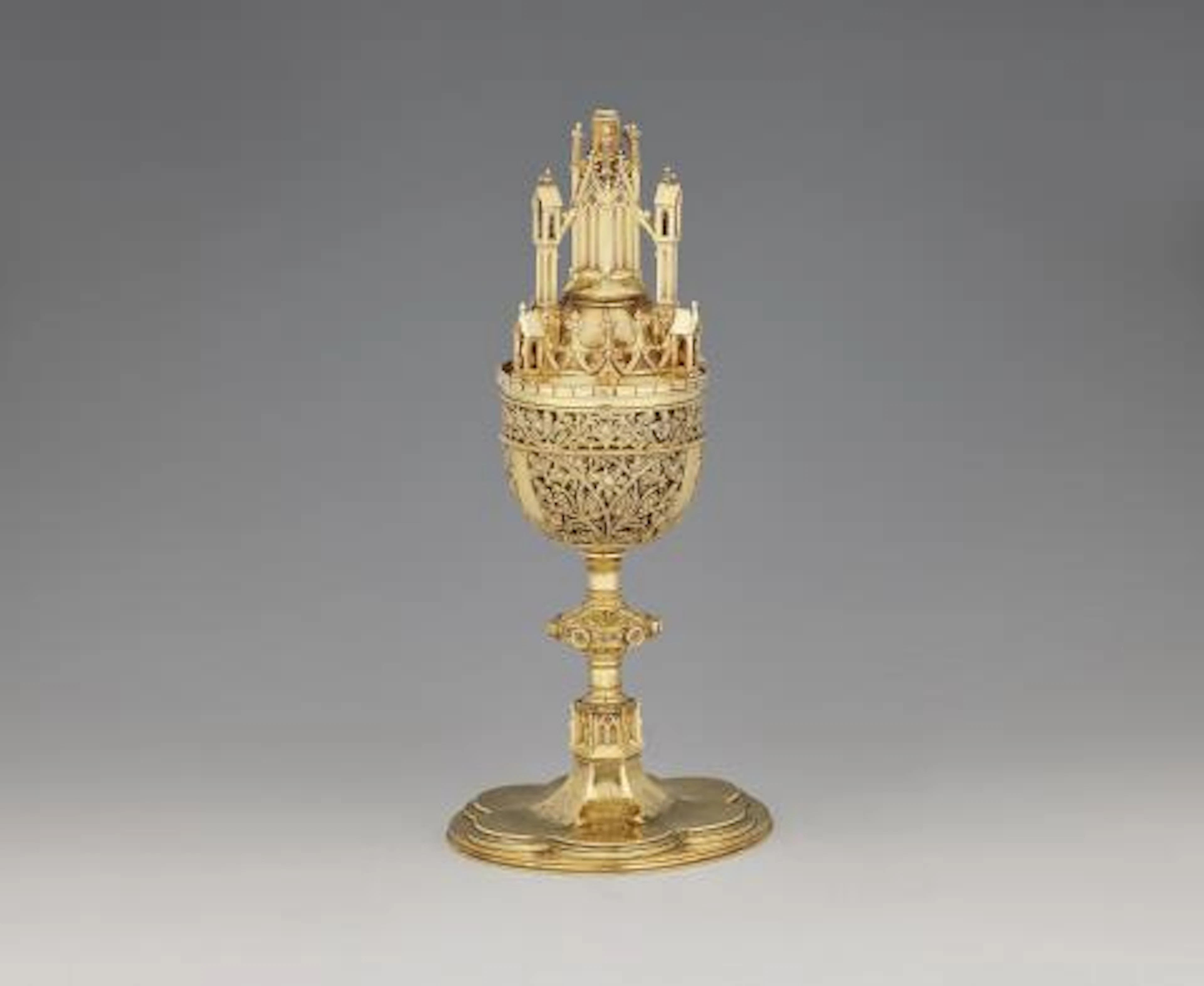 A silver-gilt neo-gothic ciborium