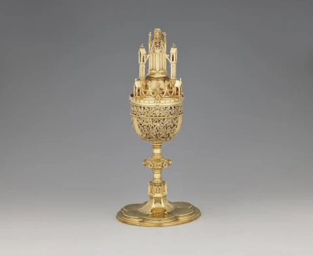 A silver-gilt neo-gothic ciborium