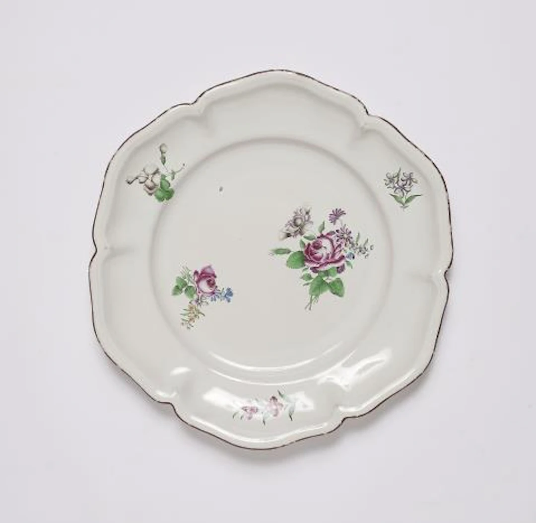 A large Strasbourg faience dish with floral decor