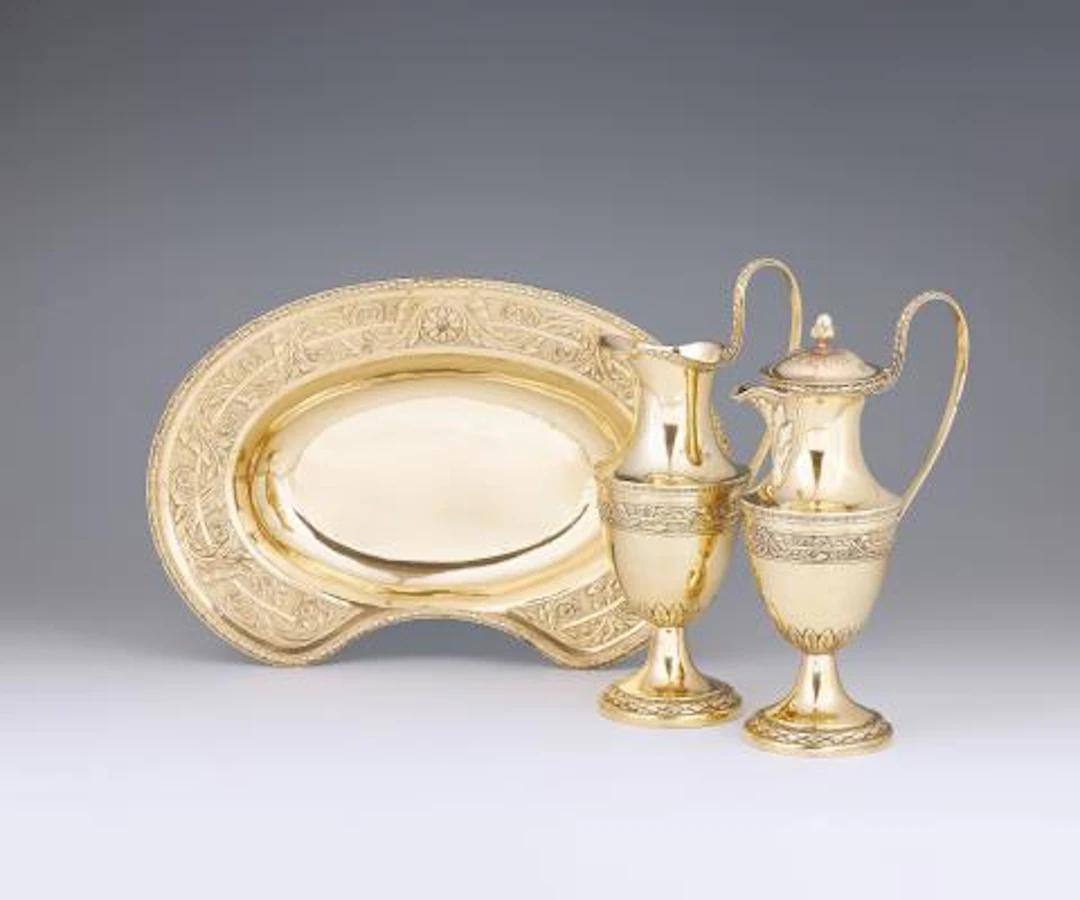 A rare Louis XVI Augsburg silver gilt barber's set