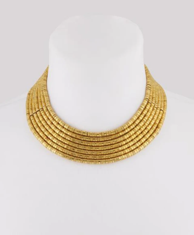 A flexible seven row 18k yellow collar necklace "Helen of Troy"