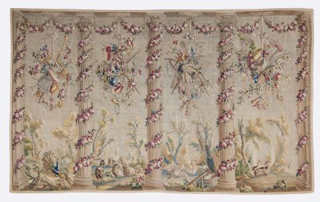A tapestry with a pastoral scene after Jean-Baptiste Huet (1745 - 1811)