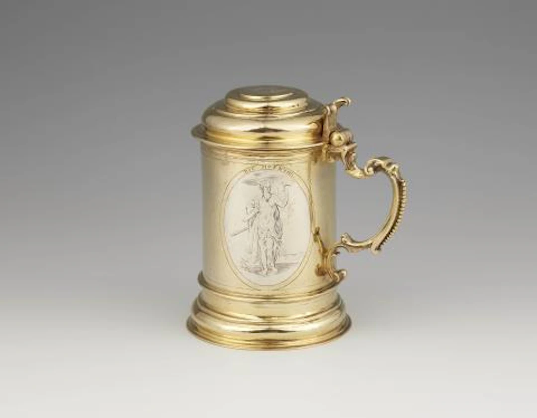 A parcel gilt Lübeck silver tankard