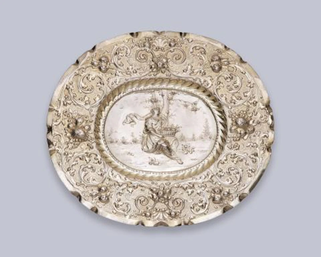 An Augsburg silver gilt sideboard dish