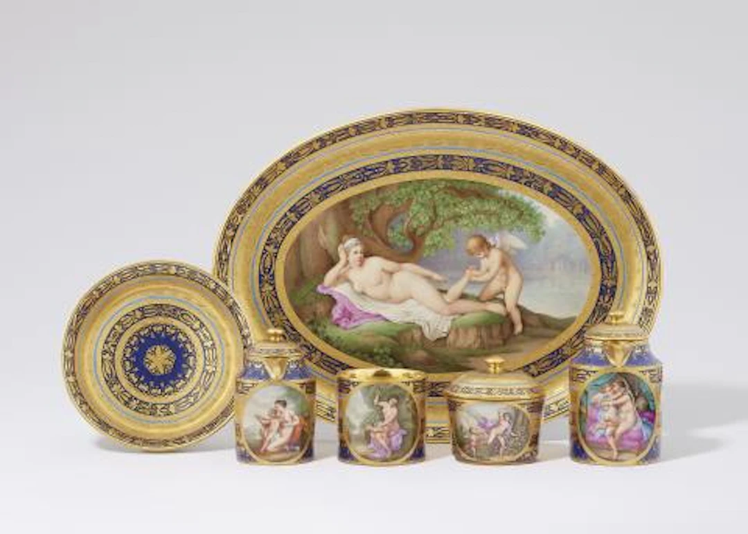 A Vienna porcelain solitaire with scenes after Angelika Kauffmann