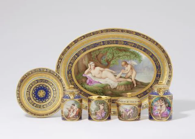 A Vienna porcelain solitaire with scenes after Angelika Kauffmann