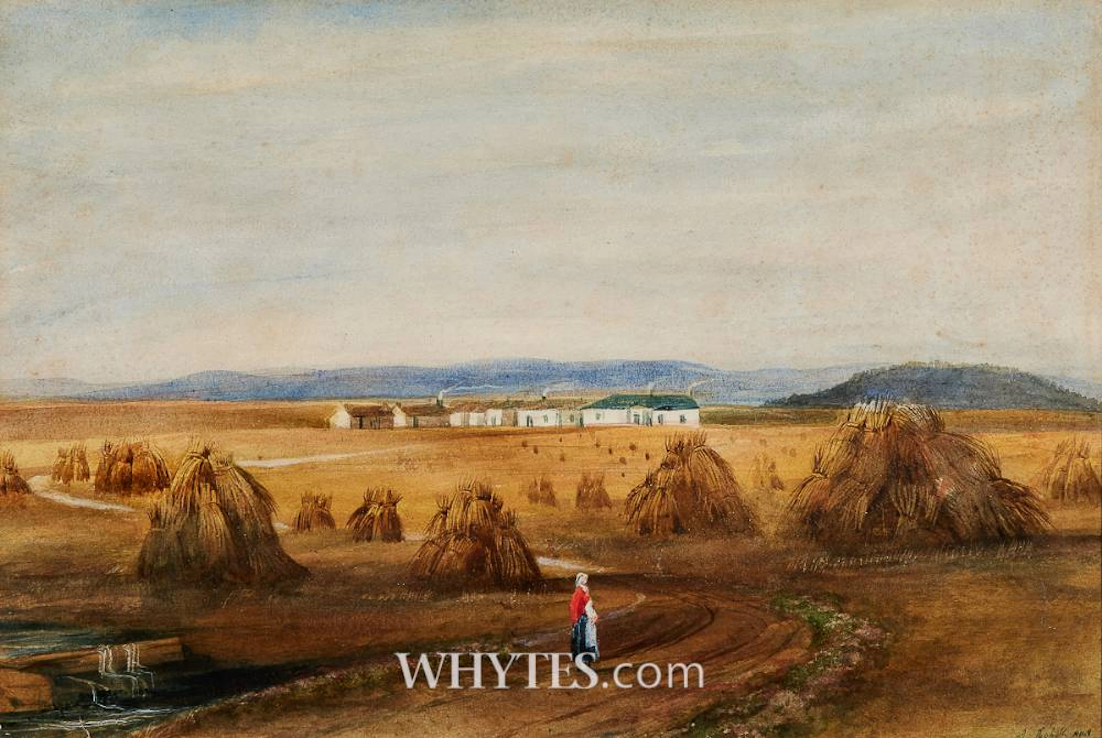CORN STOOKS, FIGURES IN A LANDSCAPE