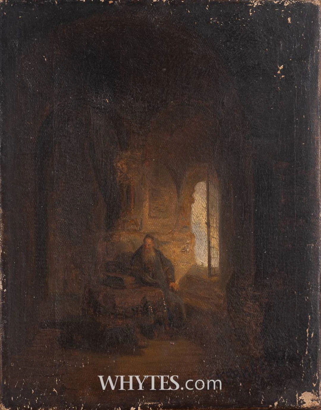 AFTER OLD SCHOLAR IN A VAULTED CHAMBER (ST ANASTASIUS) BY REMBRANDT