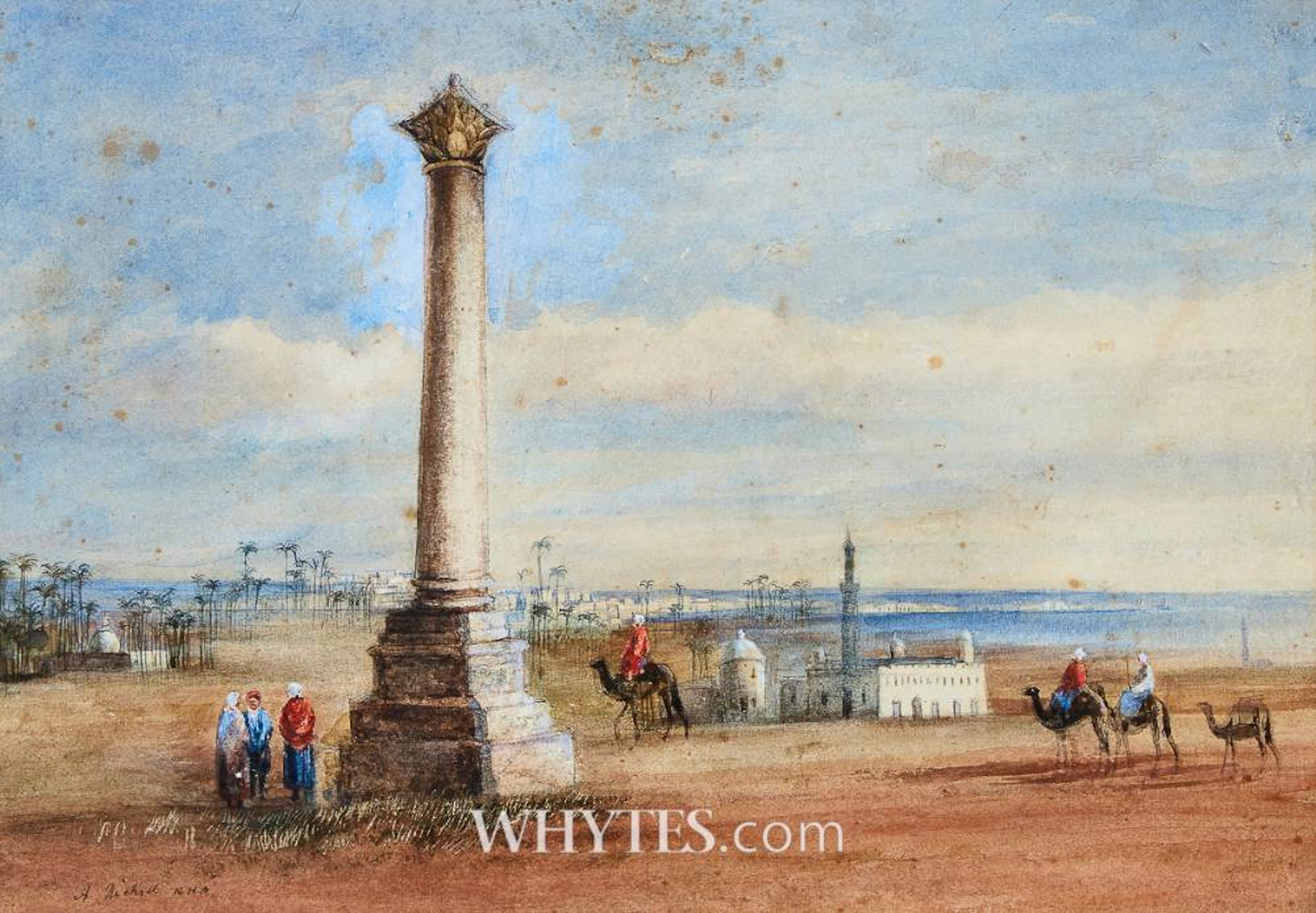 CLASSICAL PILLAR, ALEXANDRIA, EGYPT, circa 1846-1850