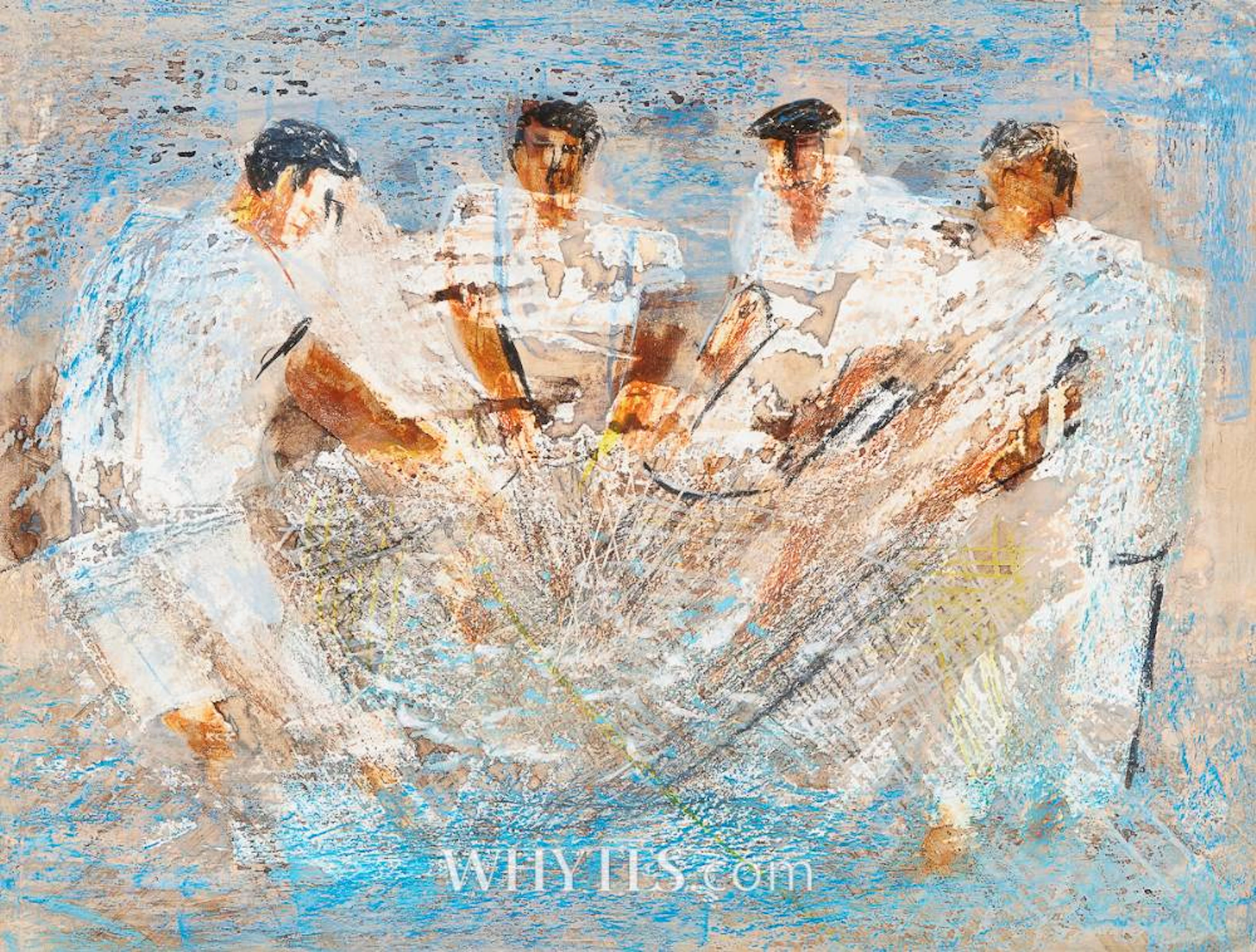 SPANISH FISHERMEN HAULING NETS