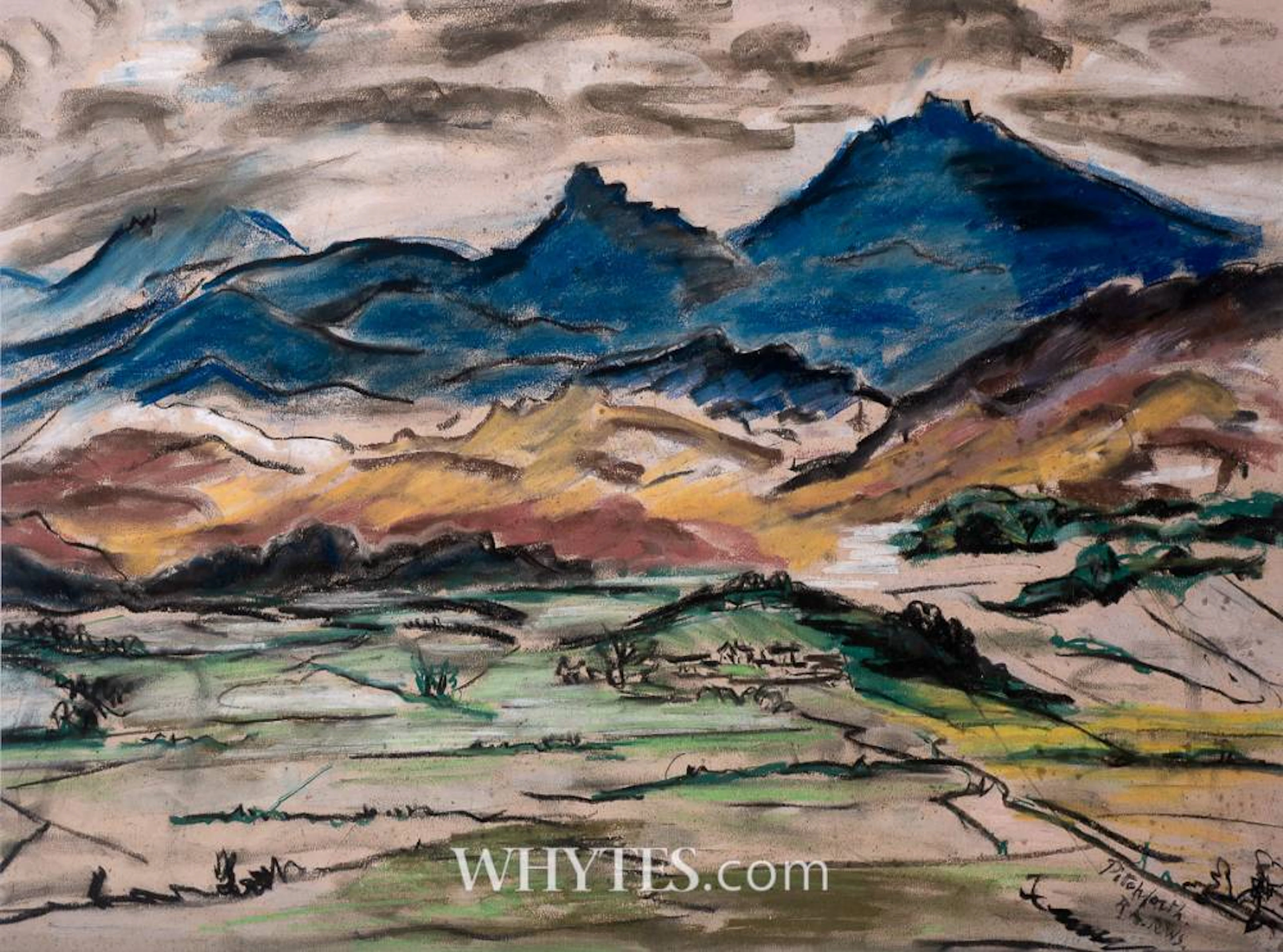 LANDSCAPE WITH BLUE MOUNTAINS