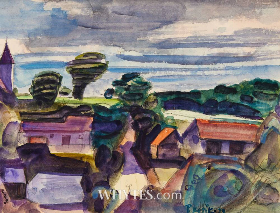 VILLAGE AND TREES, 1934
