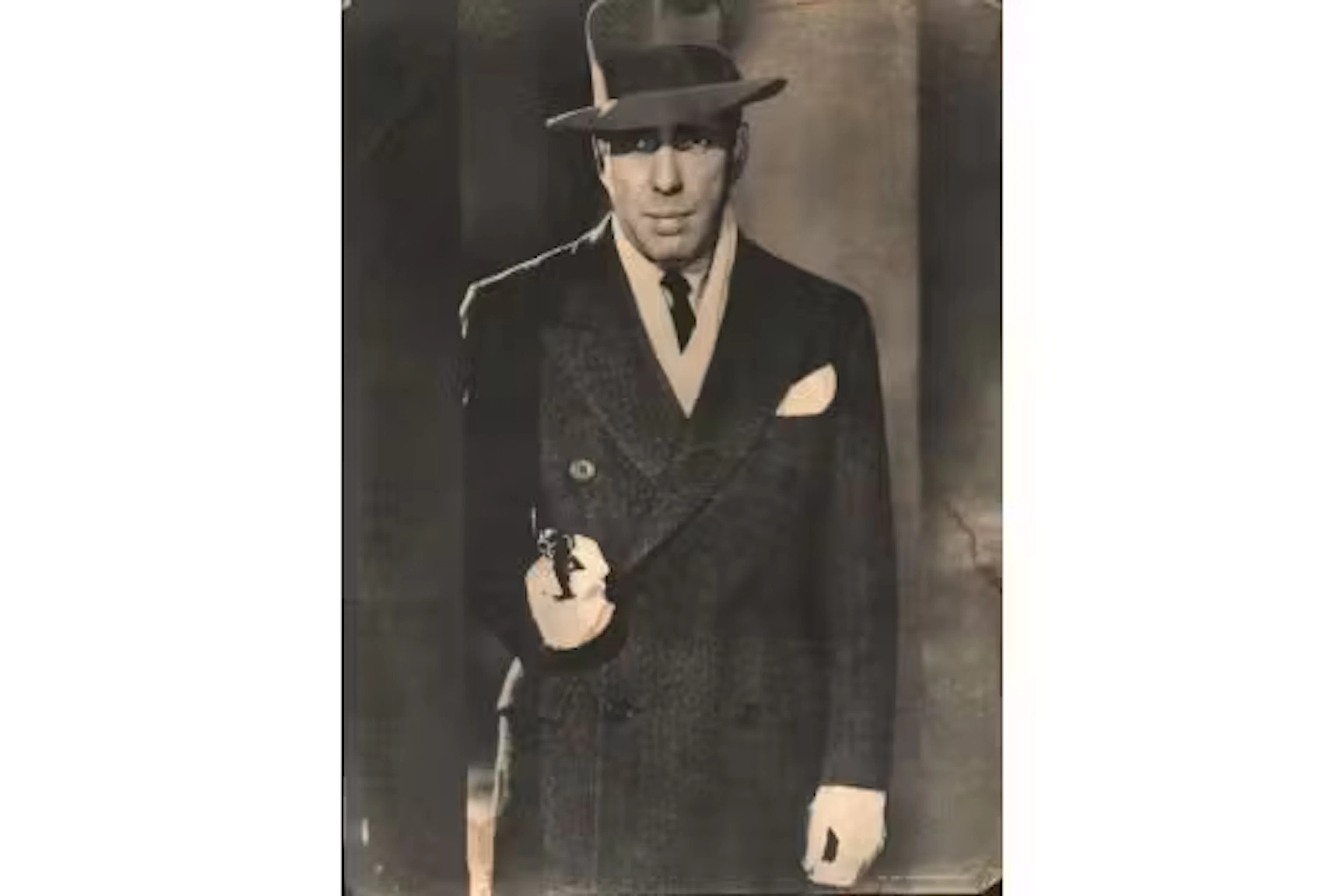 Humphrey Bogart black and white print, no.104 Humphrey Bogart. Measures