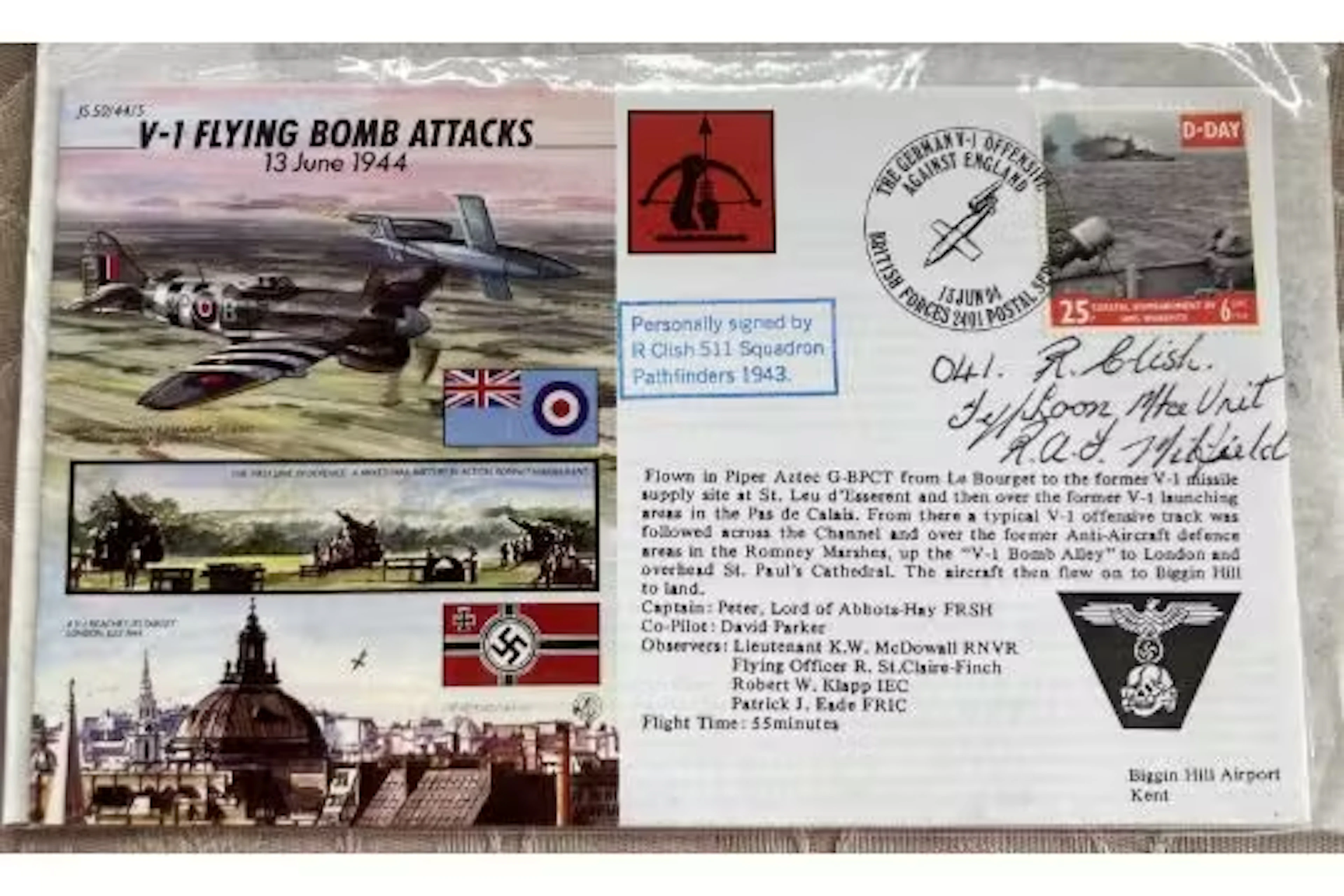WW2 Bomber command signed cover JS50/44/5b V - I Flying Attacks Signed