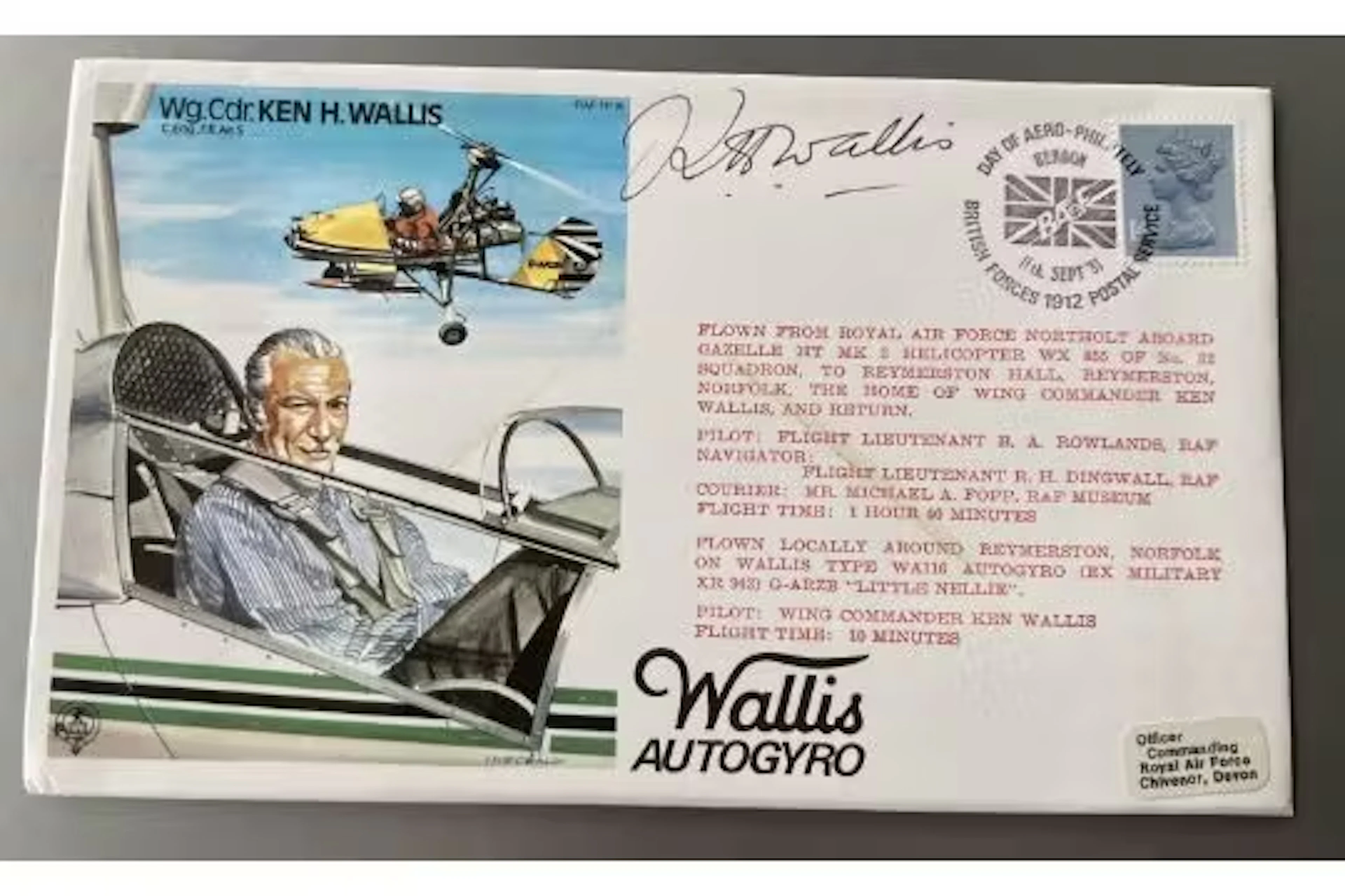 James Bond Little Nellie Gyro pilot Wg Cdr Ken Wallis signed on his