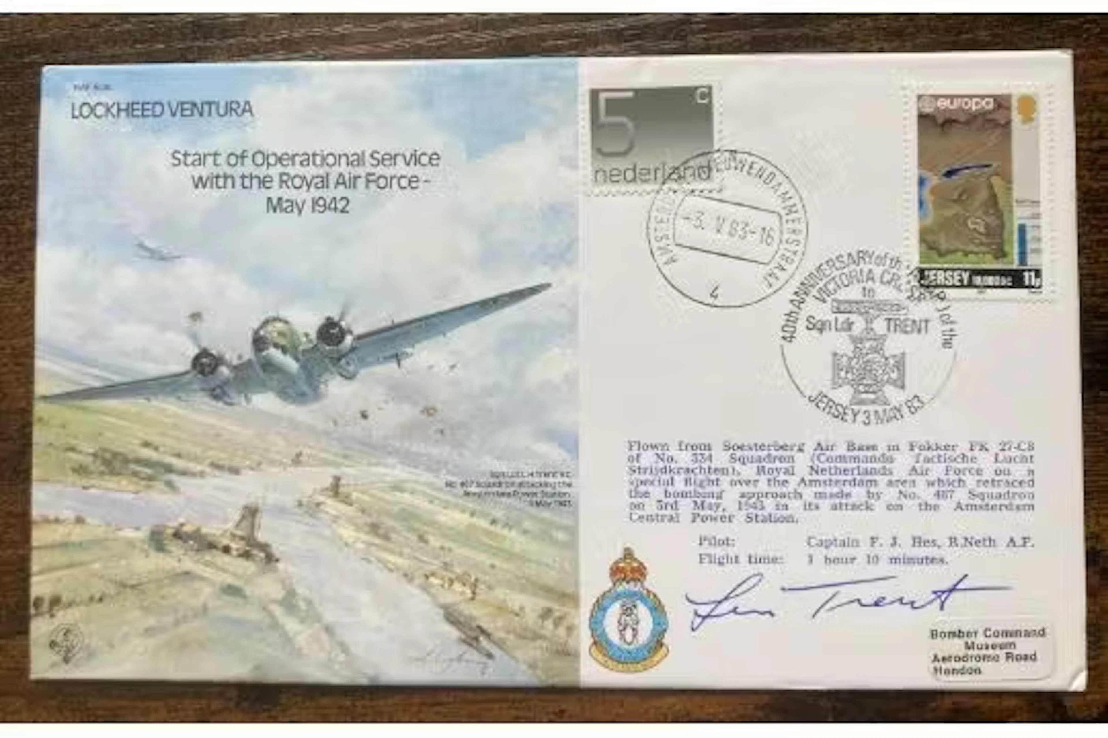 WW2 Leonard Trent VC signed Lockheed Ventura bomber series RAF cover.