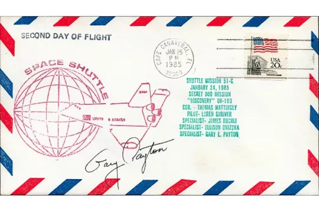 Astronaut Gary Payton signed secret STS-51-C Mission signed NASA FDC.