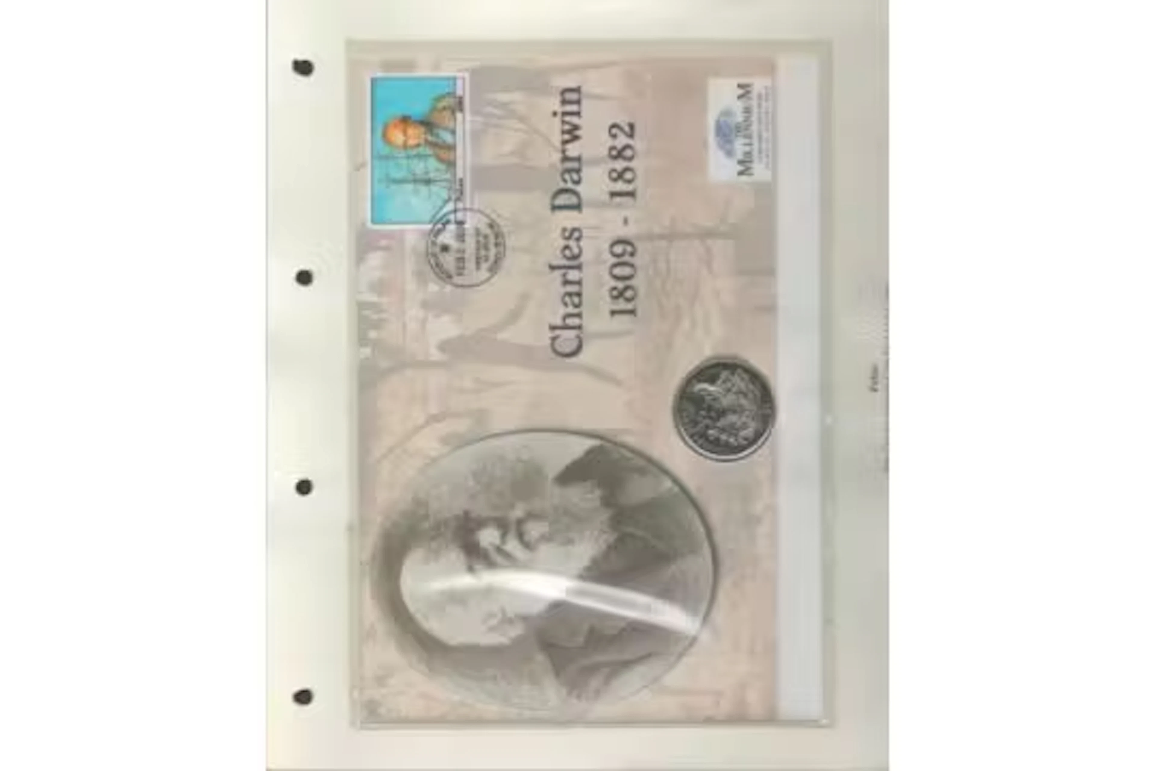 The Charles Darwin coin FDC. Republic of Palau FDI postmark. Good