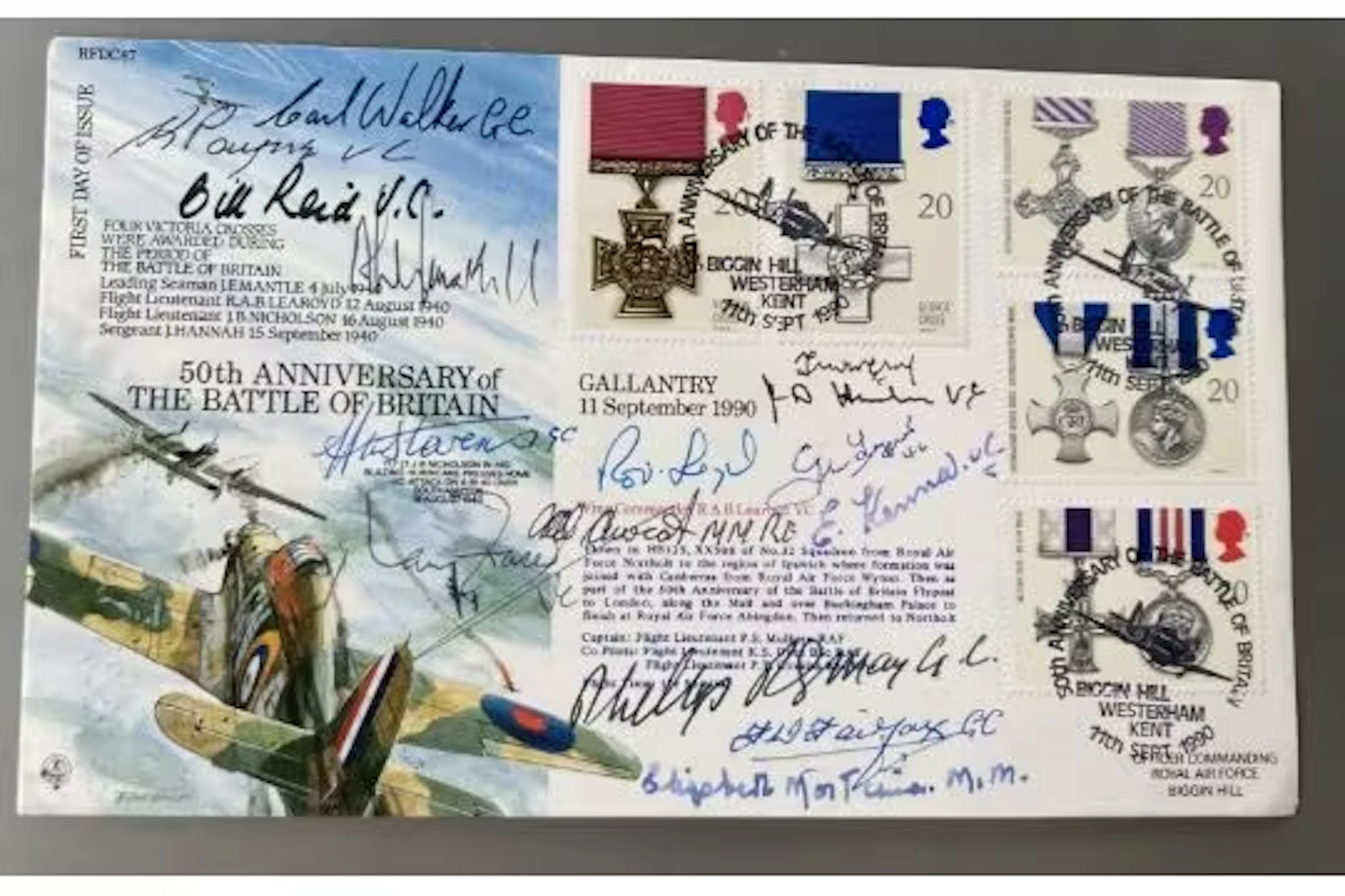 RARE Victoria, George Cross, BOB aces multiple signed 1990 official