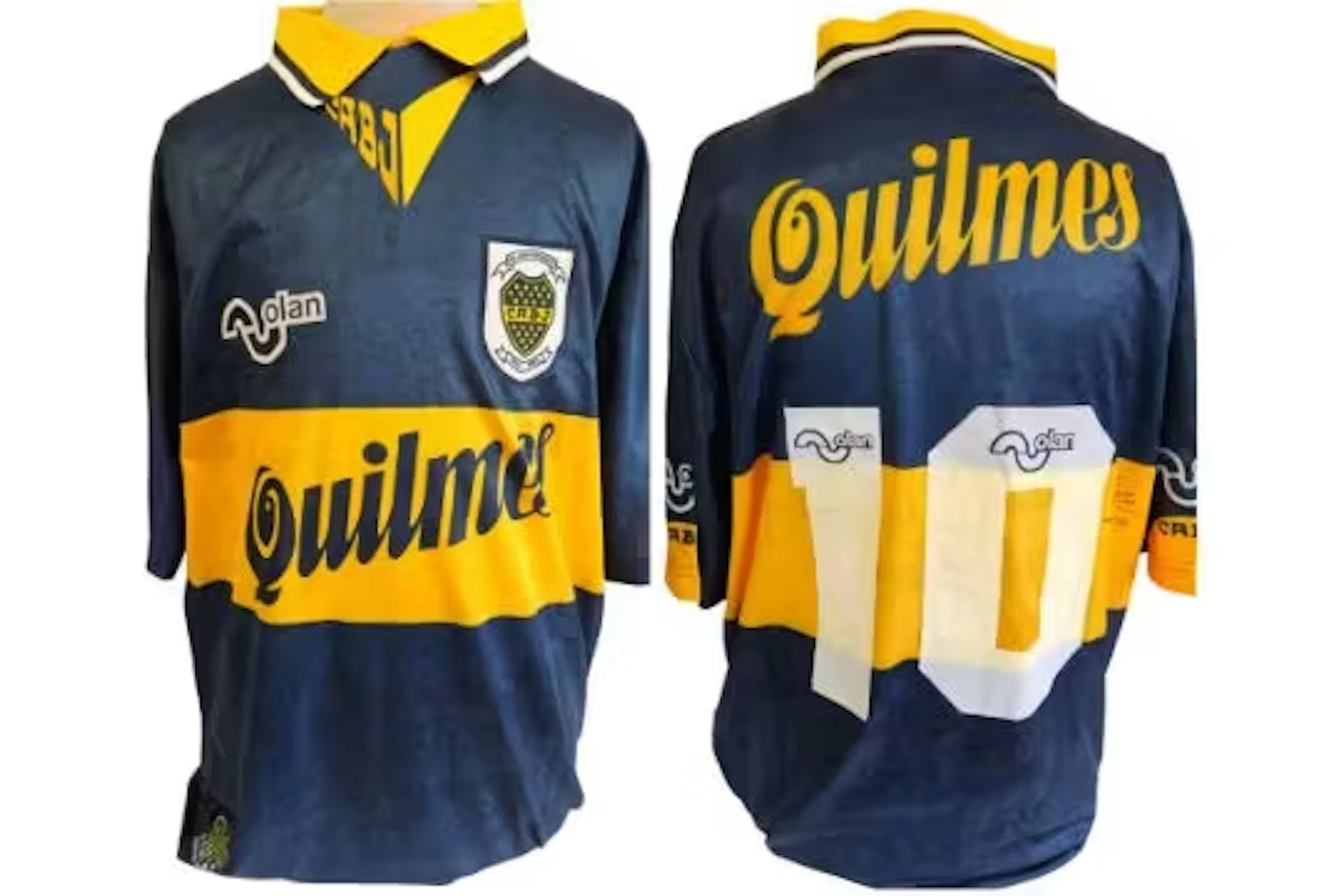 Diego Maradona signed Boca Juniors replica home shirt. Size large..
