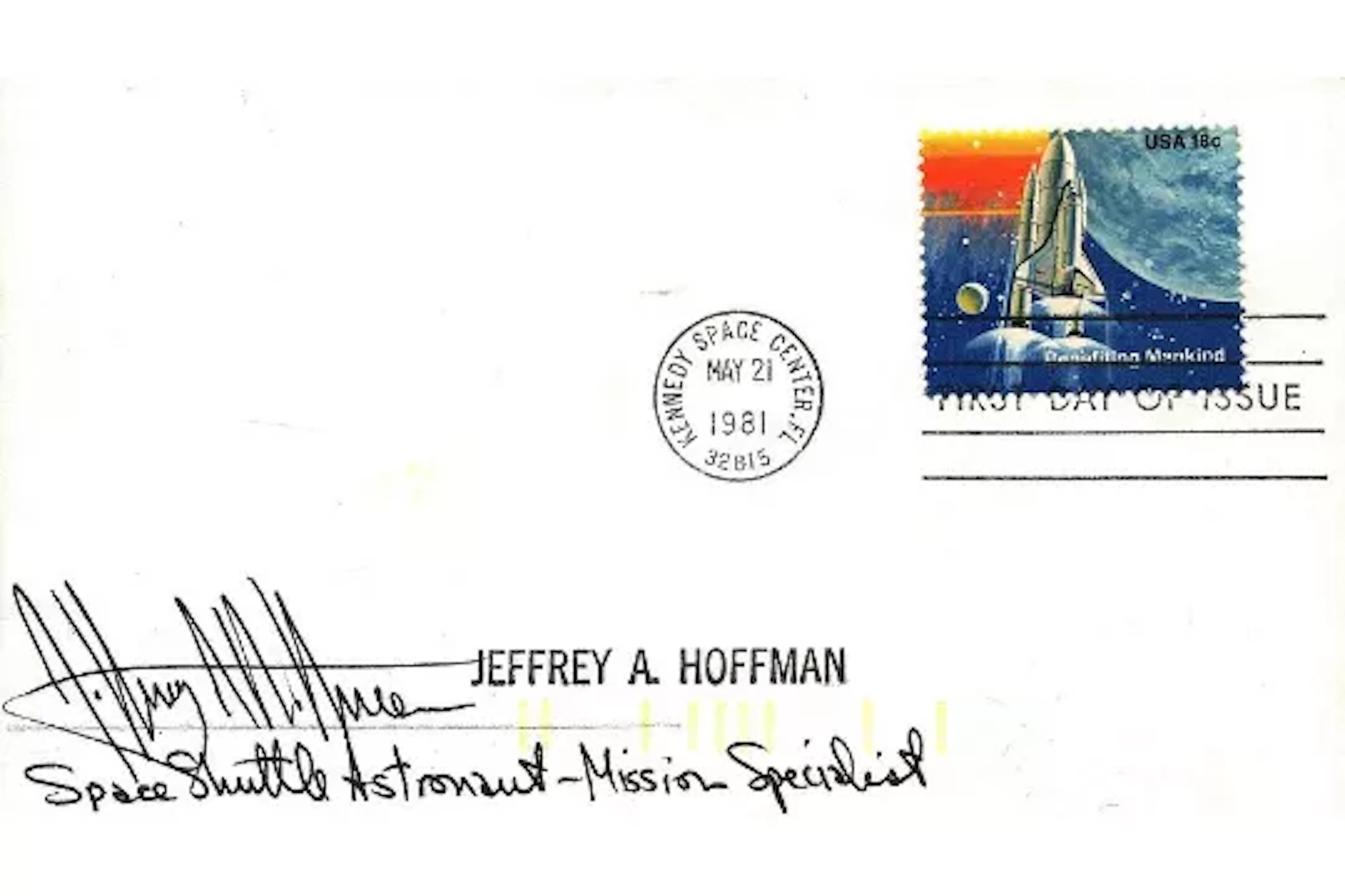 Astronaut Jeffrey Hoffman Mission Specialist May 1981 commemorative