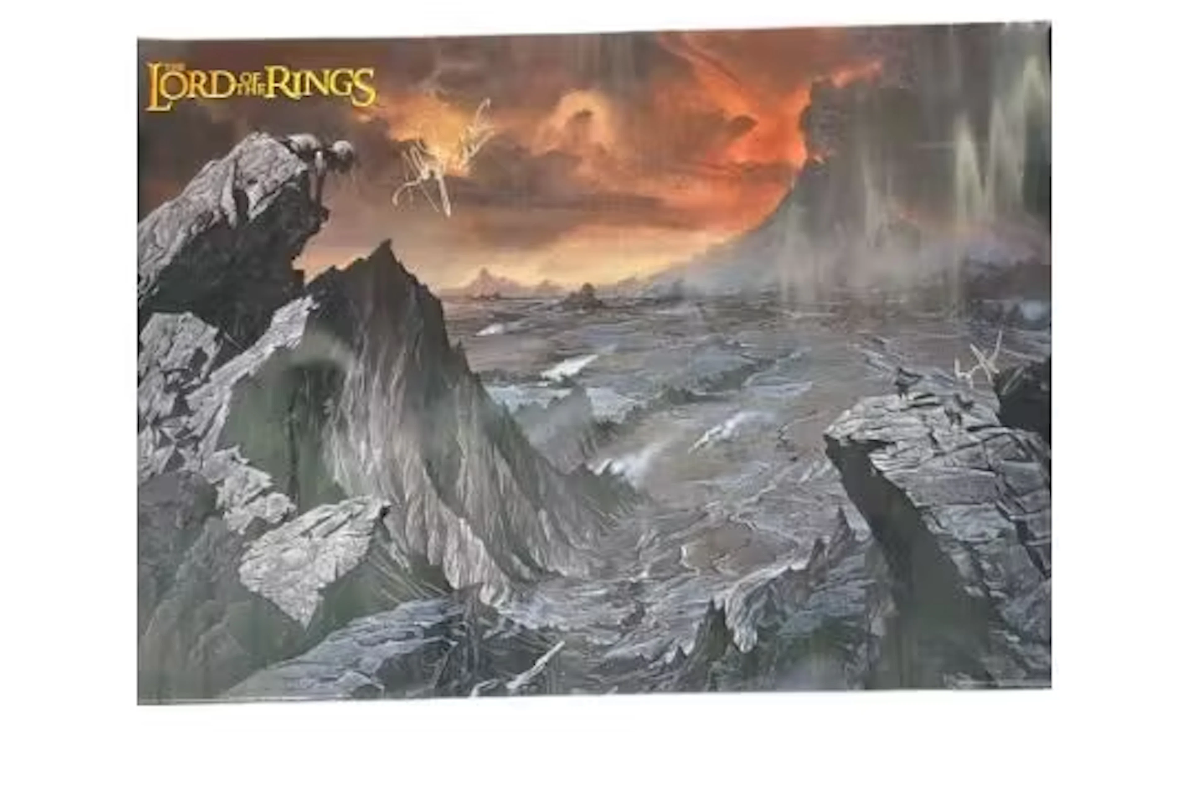 Sean Astin and Andy Serkis signed The Lord of The Rings movie poster