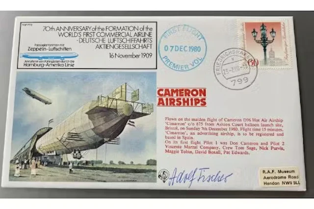 FF8c Zeppelin cover Signed Adolf Fischer Zeppelin Crew member Hindenburg