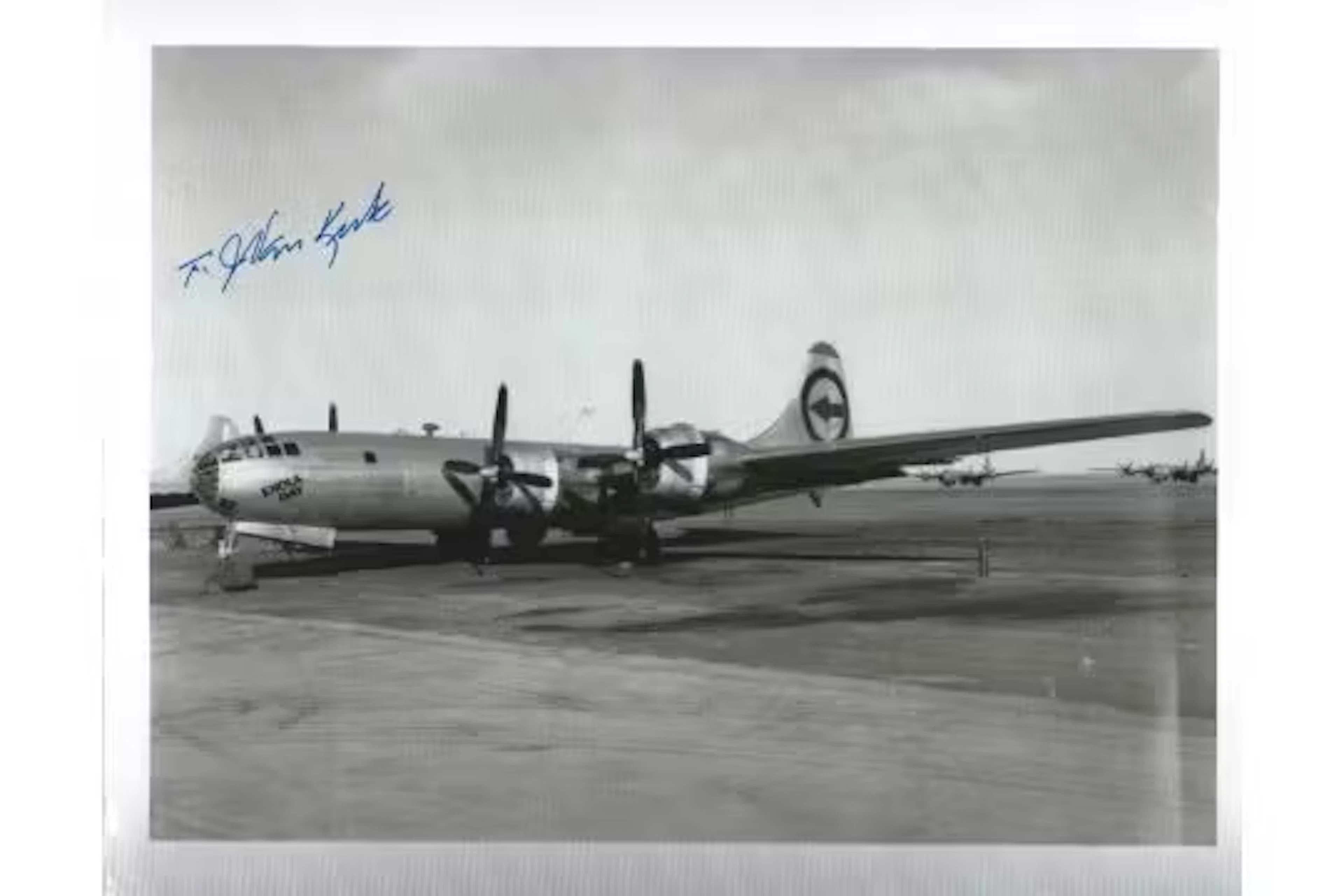 Major Theodore Van Kirk signed Enola Gay 10x8inch black and white