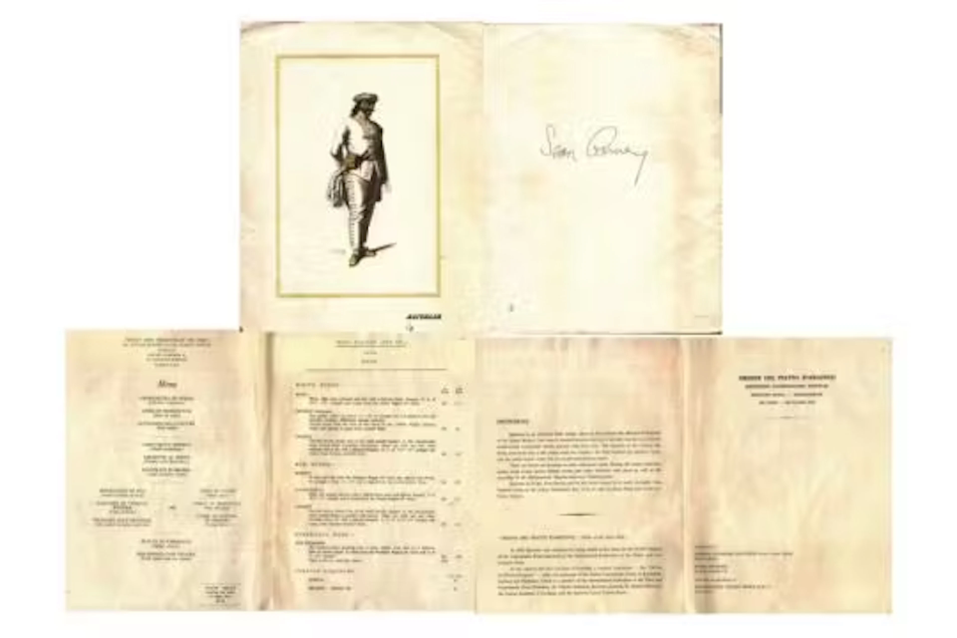 Sean Connery signature on back of menu. Menu has been cut and has