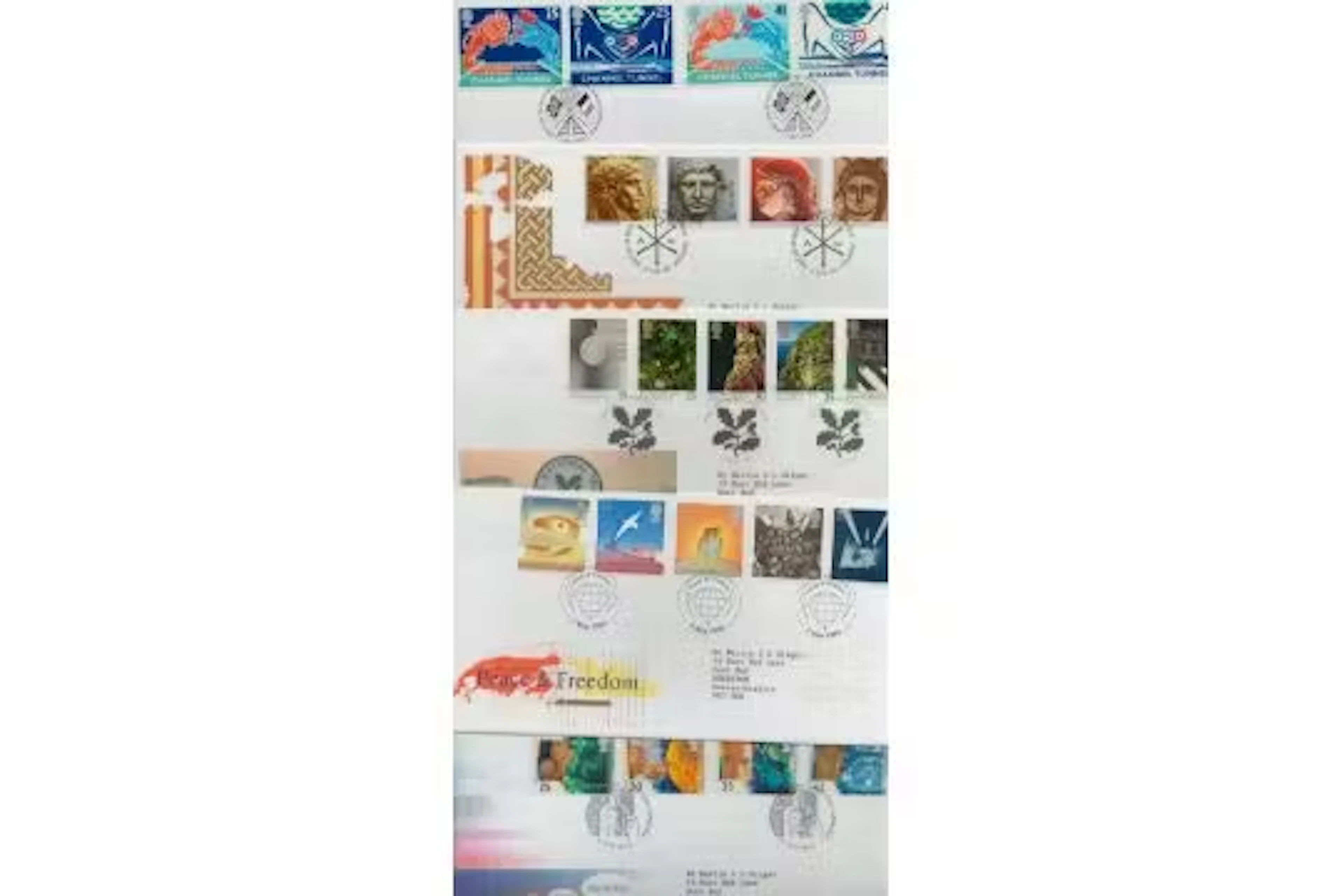 FDC collection of 5, Medical Discoveries, Channel tunnel, Roman Britain