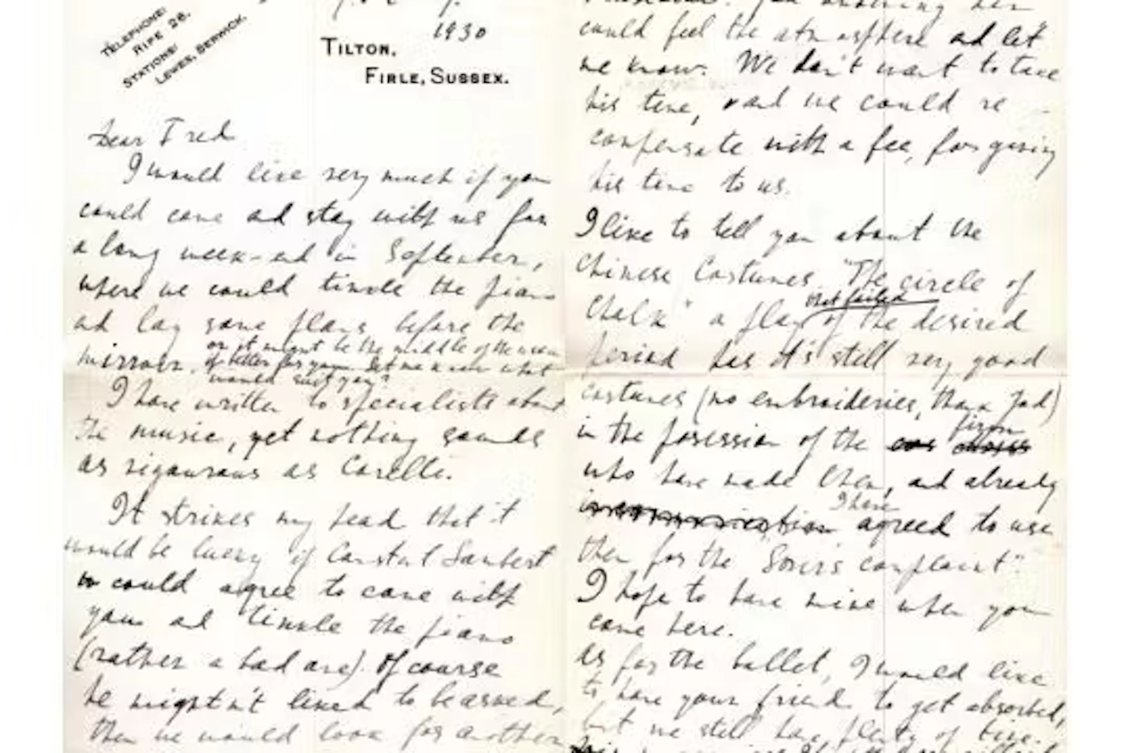 Lydia Keynes ALS with mailing envelope to Sir Frederick Ashton. Russian