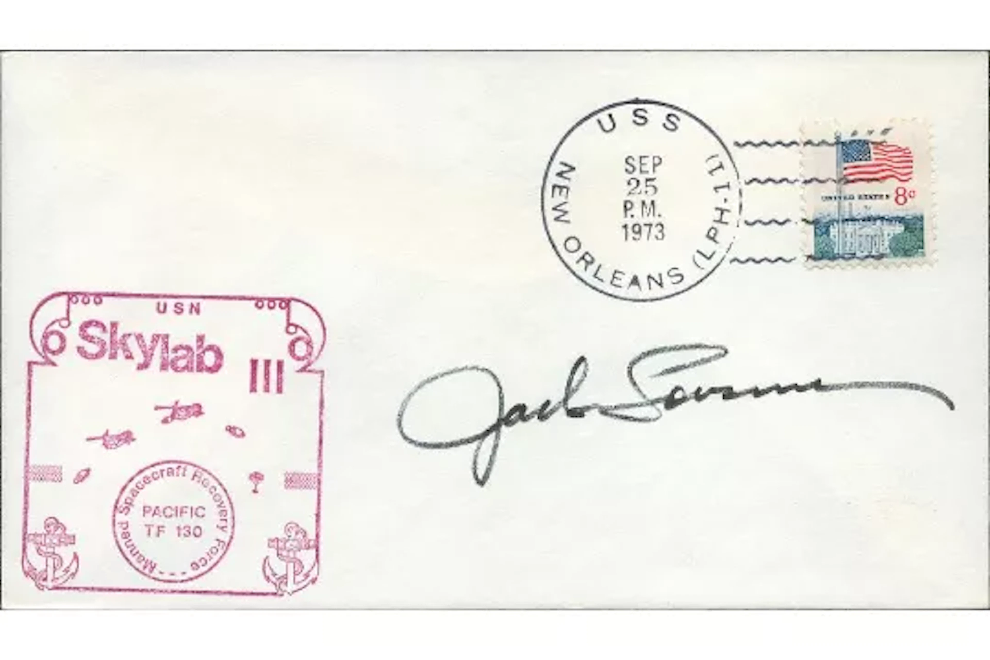 Astronaut Jack Lousma signed Skylab III Pacific TF 130 commemorative